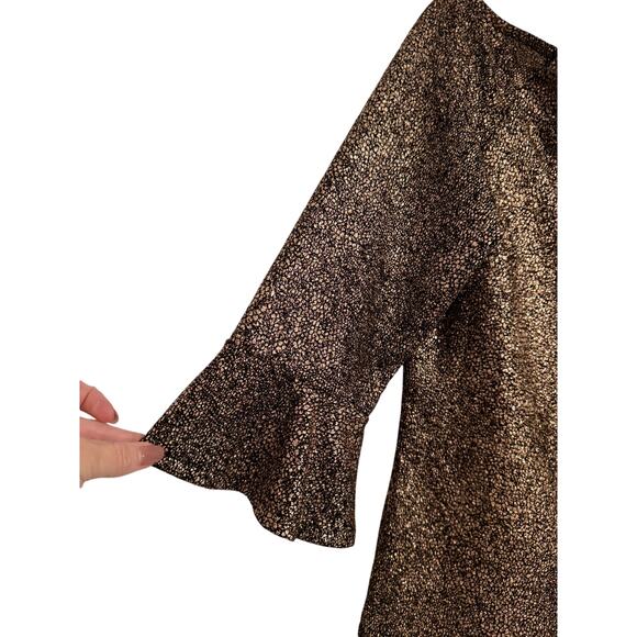 M&S Collection Women’s Copper Glitter Glam Bell Sleeve Boat Neck Drape Neck Lg - Picture 5 of 12